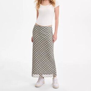 Hippie Rose Juniors' Sage Plaid Maxi Skirt/NWT/L
